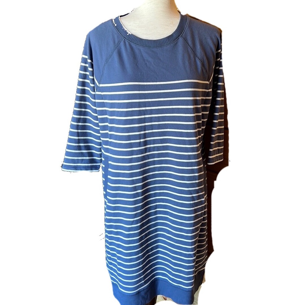 L.L. Bean Blue and White Striped Midi Dress